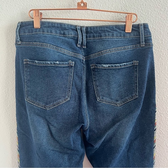 Knox Rose Embroidered Stripe Side Distressed Jeans 6 - Picture 8 of 9